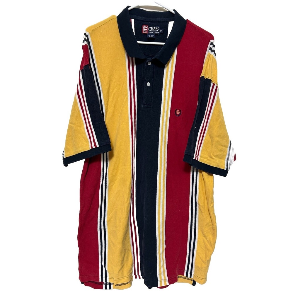 Vintage Chaps Ralph Lauren Colorblock Men Collared Polo Shirt Size XXL